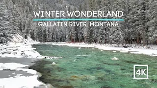 8 Hours: Meditative Sounds of a Flowing Mountain River in Winter 4K UHD  - White Noise for Sleeping