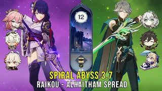 C0 Ei Miko (Raikou) and C0 Alhaitham Spread - Genshin Impact Abyss 3.7 - Floor 12 9 Stars