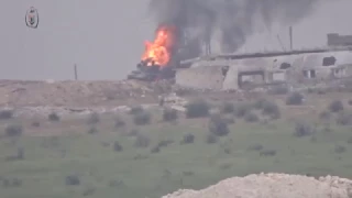 FSA TOW attack destroyed a pro Assad forces  tank T72 in northern Hama province