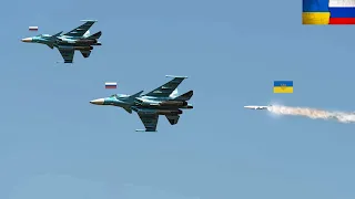 Scary moment! Russia loses two of its best SU-34 pilots after being hit by High Explosive missile.