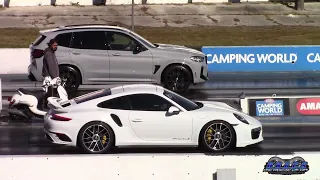 Porsche 911 Turbo S vs BMW X3M 1/4 Mile