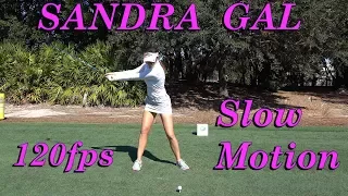 SANDRA GAL 120fps SLOW MOTION FACE ON DRIVER GOLF SWING 1080 HD