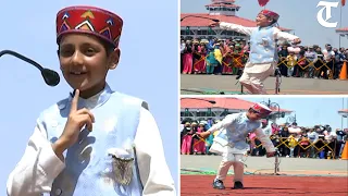 Shimla: KBC contestant Arunoday Sharma performs at Ridge on the occasion of 75th Himachal Day