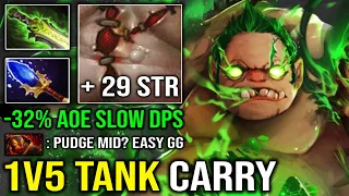 NEW 1v5 Carry Pudge Guide -32% AoE Slow First Item Scepter with Insane No Mercy Hook Dota 2