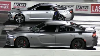 Hellcat Charger vs Camaro SS - muscle cars drag racing