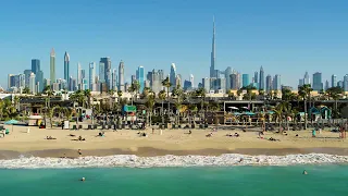 Aerial view of luxury beach with Dubai skyscrapers U.A.E. Free Stock Footage | No Copyright Videos