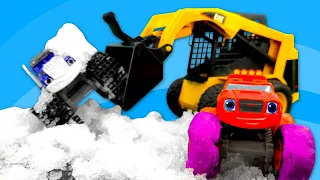 Os Monster Trucks têm uma garagem nova e vão trocar os pneus para neve! Vídeos com brinquedos