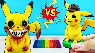 Detective Pikachu transforming into PIKACHU.EXE ➤ CreepyPasta clay Tutorial / How to make figures