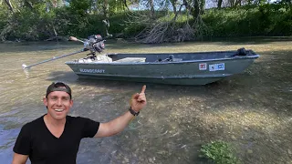 Taking the $100 BOAT Out for the First Time! Running the River with the Mud Motor! This Thing Rips!