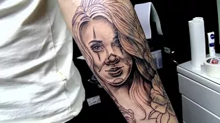 Татуировки от BLACK STYLE TATTOO! Cover Up. Девушка в стиле Чикано, по фото.