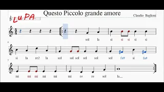 Questo piccolo grande amore - Flauto dolce - Note - Spartito - Karaoke - Canto - Instrumental