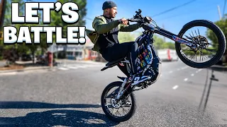 Calling Out SurRonster To A Electric Dirt bike Wheelie Battle ! | Braap Vlogs