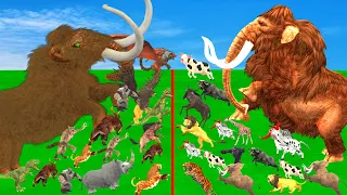 Prehistoric Mammals vs ARK Prehistoric Animals vs Dinosaur vs Woolly Mammoth Animal Epic Battle