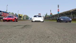 Porsche Mission E vs Lamborghini Centenario vs Ferrari LaFerrari at Monza Full Course