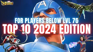 2024 Top 10 Characters Below Level 70 - UPDATED UNLOCKS - Beginner's Guide - Marvel Strike Force