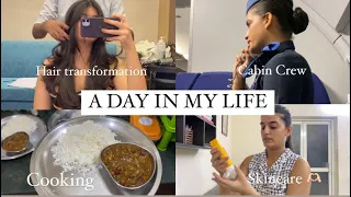 A DAY IN MY LIFE as Cabin Crew | Hair transformation and skincare 🫶🏻