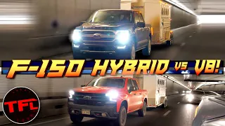 Watch The 2021 Ford F-150 Hybrid Take On The V8 Chevy Silverado On The World's Toughest Towing Test!