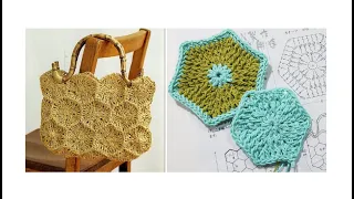 Как связать сумку* Crochet Bag-Beginner Friendly* Мотивы крючком  Шестиугольник. Просто!  Урок 350