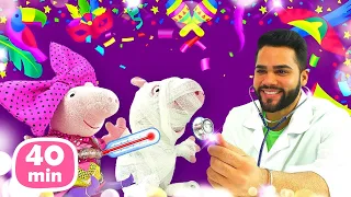 Peppa Pig e George ficaram presos no gelo e não puderam ir ao Carnaval! História infantil.