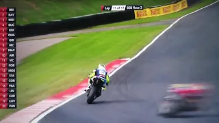 Christopher Iddon Andy Irwin crash close call at Oulton Park 2019 British Superbike Championship