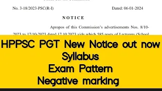 HPPSC PGT new Notice | Syllabus | Exam Pattern | Negative Marking | The Vani Classes