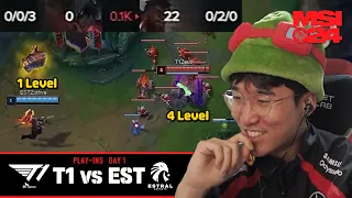 라인 스왑 운영의 티원│T1 vs EST│플레이-인 Day1│2024 MSI