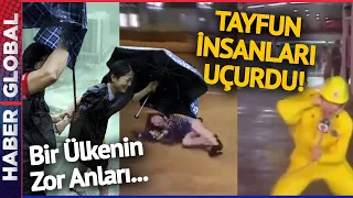 Ülke Felaketi Yaşadı! Evler Arabalar İnsanlar Uçtu! Ülkeyi Tayfun Vurdu!