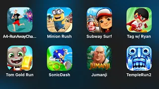 Subway Surfers,Tag w Ryan,Talking Tom Gold Run,Sonic Dash,Jumanji Run,Vlad A4 Run Away Challenge