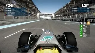 F1 2012 24th, to 1st, 100% race, legend ai, Rosberg, Abu Dhabi