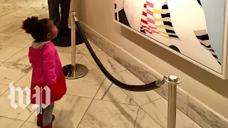 Michelle Obama meets little girl captivated by her portrait