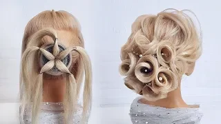 Beautiful hairstyles step by step.Wedding hairstyle.Roses from hair