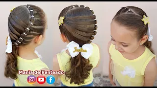 Penteado Infantil Ligas em Lua e Estrela Cadente | Beautiful Hairstyle with Rubber Band for Girls ⭐🌛