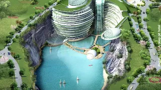 В Китае строят роскошный отель в заброшенном карьере