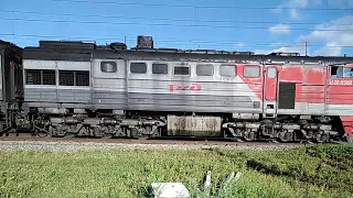 Тепловоз 2ТЭ10У с пригородным поездом Ужовка-Рузаевка, (19 км. перегон Посоп-Ялга)