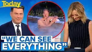 Weatherman’s risqué dip on-air stuns TV hosts | Today Show Australia