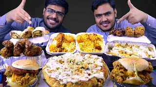 Eating Pizza, Mighty zinger, Wrap, Karachi Biryani, Fries, Broast | Mukbang Asmr