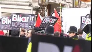 Protests in London as Blair defends Iraq invasion