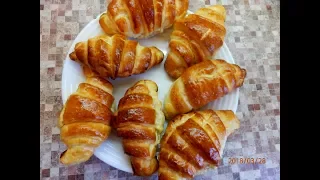 Круассаны - рецепт из слоеного теста/  Слоеное дрожжевое тесто /The French Croissant