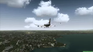 Singapore Airlines 747-400 approaching Friedrichshafen [PMDG 747 FSX HD]