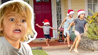 DOOR BELL DITCHING OUR NEIGHBORS!! Christmas Morning Routines, Traditions, and Surprises!