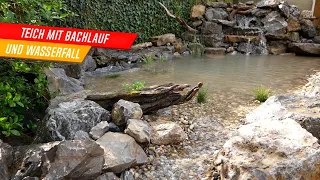 Gartenteich selber bauen mit Wasserfall und Bachlauf, Fokus auf eine natürliche Gestaltung