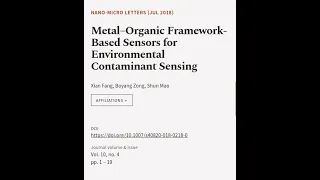 Metal–Organic Framework-Based Sensors for Environmental Contaminant Sensing | RTCL.TV