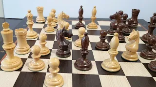 1933 Botvinnik Flohr-I Soviet Chess Set- Chess Pieces Only - Golden Rosewood - 3.6" King