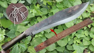 Knife Making - Forging A Powerful Black Knife From Leaf Spring.