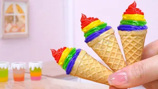 Rainbow Ice Cream 🍦🌈 Frozen Miniature Fruits Ice Cream Making  1000+ Miniature Ideas By Mini Cakes