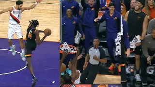 Bol Bol goes full court for euro step dunk and the Suns loved it 😂