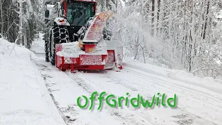 Snowblowing with Valtra Valmet and Duun TF 220