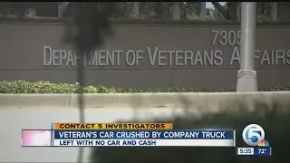 Veteran's car crushed by company truck