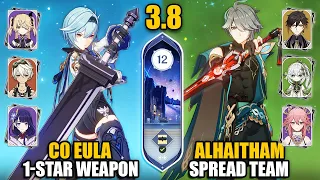 C0 Eula 1-Star Claymore & C0 Alhaitham Spread | Spiral Abyss 3.8/4.0 Floor 12 9 Stars Genshin Impact