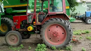 Зняли жатку, Підготовка до ремонту комбайна. Дискуємо город на ЮМЗ ІЗ СМД